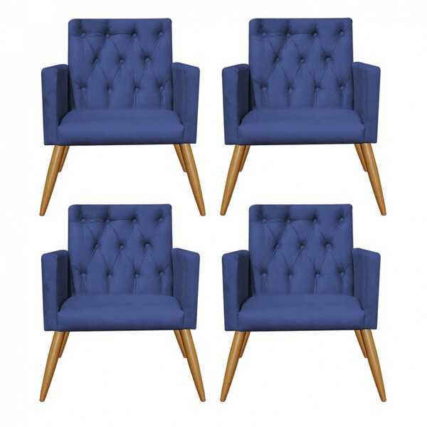 Kit 04 Poltronas Nina Capitonê Decorativa Sala De Estar Recep