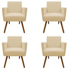 Kit 04 Poltronas Nina Decorativa Escritorio Suede Bege - D'cl
