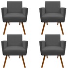 Kit 04 Poltronas Nina Decorativa Escritorio Suede Grafite - D