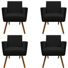 Kit 04 Poltronas Nina Decorativa Escritorio Suede Preto - D'c