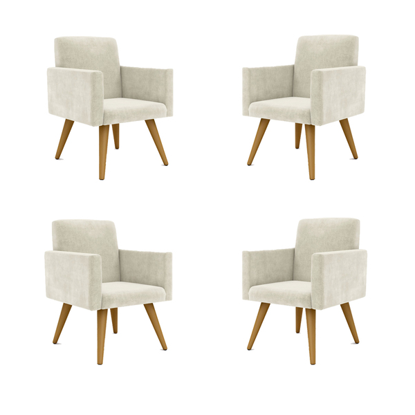 Kit 04 Poltronas Nina Decorativa Para Recepção Balaqui Decor