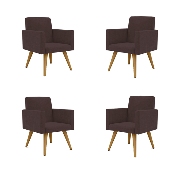 Kit 04 Poltronas Nina Decorativa Para Recepção Balaqui Decor