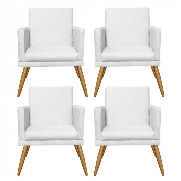 Kit 04 Poltronas Nina Rodapé Sala De Estar Recepção Corino Br