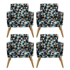 Kit 04 Poltronas Nina Rodapé Sala De Estar Recepção Escritóri