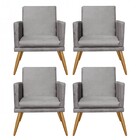 Kit 04 Poltronas Nina Rodapé Sala De Estar Recepção Suede Cin