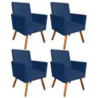 Kit 04 Poltronas Nina Suede Azul Marinho