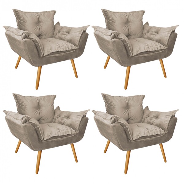 Kit 04 Poltronas Opala Decorativa Para Sala De Estar Recepção