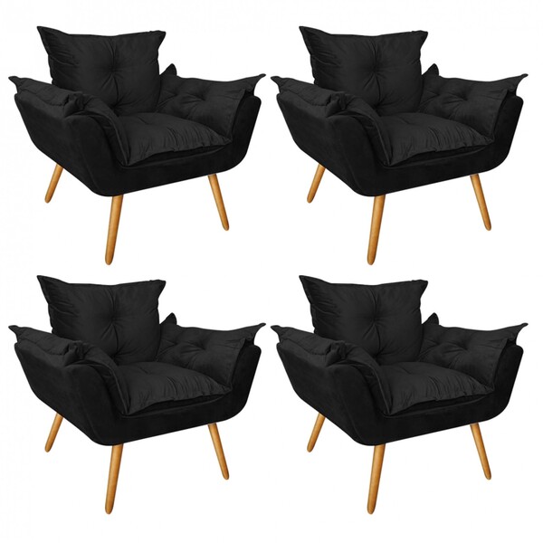 Kit 04 Poltronas Opala Decorativa Para Sala De Estar Recepção