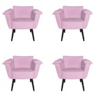 Kit 04 Poltronas Ruby Pés Palito Suede Rosa Bebê - D'classe D