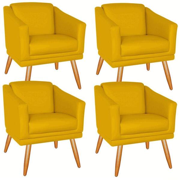 Kit 04 Poltronas Tilla Salão Beleza Consultório Médico Suede