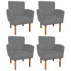 Kit 04 Poltronas Veronês Suede Grafite Pés Palito Castanho D'