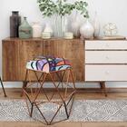 Kit 04 Puff Banqueta Aramado Luna Hexágono Base Bronze Romero