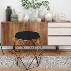 Kit 04 Puff Banqueta Aramado Luna Hexágono Base Bronze Suede