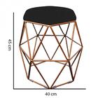 Kit 04 Puff Banqueta Aramado Luna Hexágono Base Bronze Suede