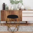 Kit 04 Puff Banqueta Aramado Luna Hexágono Base Dourado Corin