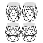 Kit 04 Puff Banqueta Aramado Luna Hexágono Base Preto Corino