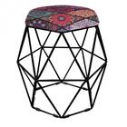 Kit 04 Puff Banqueta Aramado Luna Hexágono Base Preto Mandala