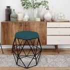 Kit 04 Puff Banqueta Aramado Luna Hexágono Base Preto Suede A