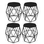 Kit 04 Puff Banqueta Aramado Luna Hexágono Base Preto Suede P