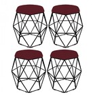 Kit 04 Puff Banqueta Aramado Luna Para Penteadeira Hexágono B