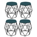 Kit 04 Puff Banqueta Aramado Luna Para Penteadeira Hexágono B