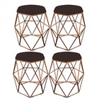 Kit 04 Puff Banqueta Aramado Luna Para Penteadeira Hexágono B