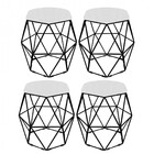 Kit 04 Puff Banqueta Aramado Luna Para Penteadeira Hexágono B