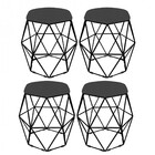 Kit 04 Puff Banqueta Aramado Luna Para Penteadeira Hexágono B