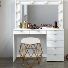 Kit 04 Puff Banqueta Aramado Luna Para Penteadeira Hexágono B