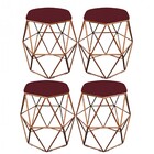 Kit 04 Puff Banqueta Aramado Luna Para Penteadeira Quarto Hex