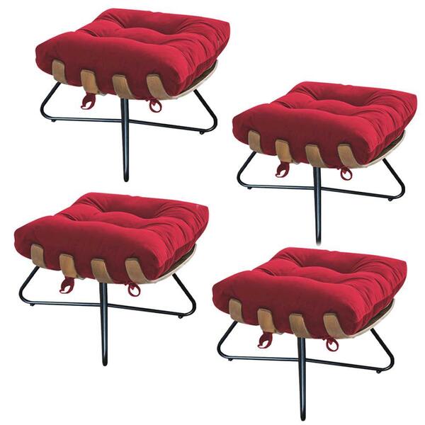 Kit 04 Puff Banqueta Corino Vermelho