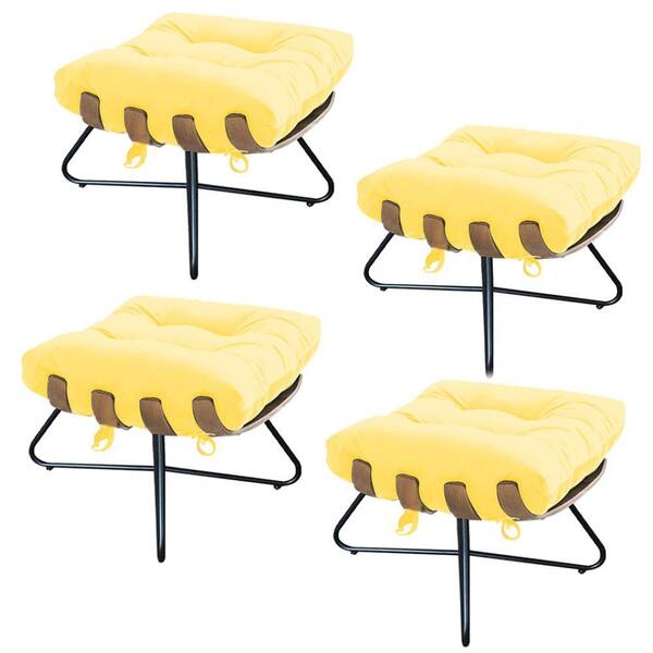 Kit 04 Puff Banqueta Costela X Amarelo