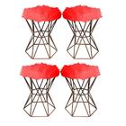 Kit 04 Puff Banqueta Louis Aramado Hexágono Bronze Pelúcia Ve