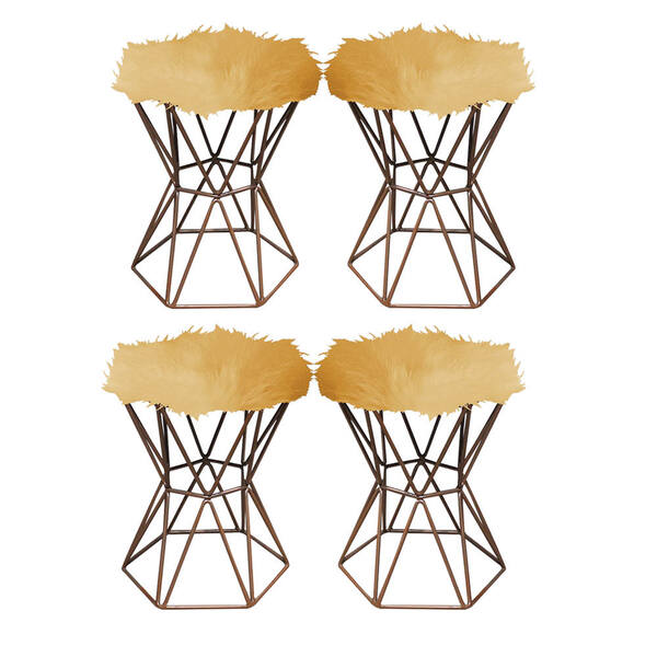 Kit 04 Puff Banqueta Louis Aramado Hexágono Para Penteadeira