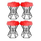 Kit 04 Puff Banqueta Louis Aramado Hexágono Preto Pelúcia Ver