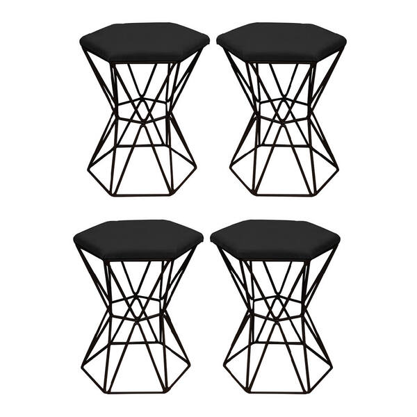 Kit 04 Puff Banqueta Louis Industrial Para Penteadeira Sala H