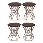 Kit 04 Puff Banqueta Louis Industrial Para Penteadeira Sala H