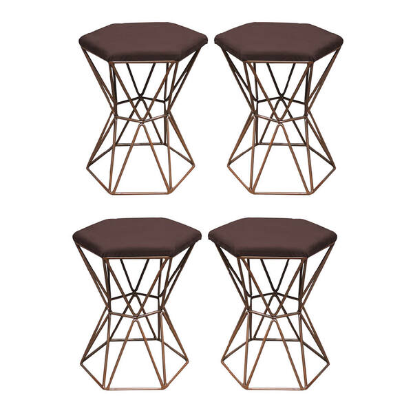 Kit 04 Puff Banqueta Louis Industrial Para Penteadeira Sala H