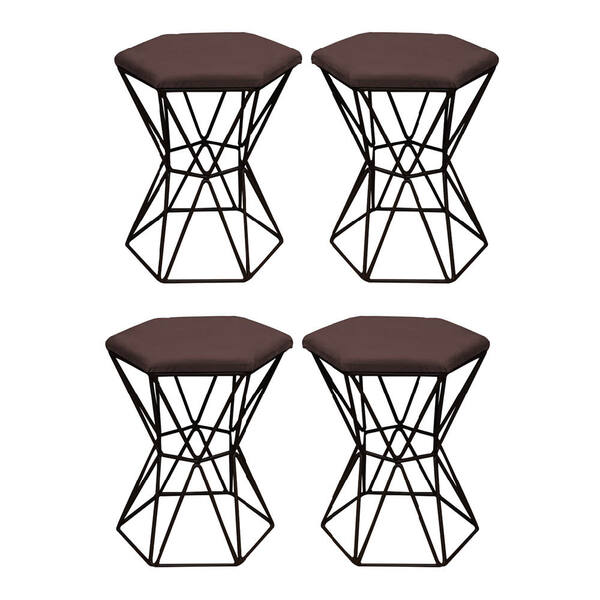 Kit 04 Puff Banqueta Louis Industrial Para Penteadeira Sala H