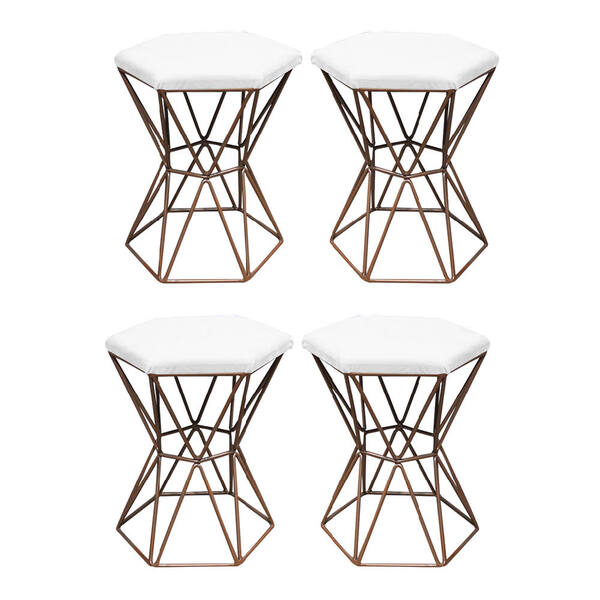 Kit 04 Puff Banqueta Louis Industrial Para Penteadeira Sala H