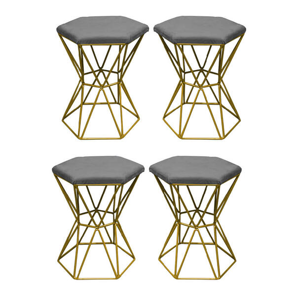 Kit 04 Puff Banqueta Louis Industrial Para Penteadeira Sala H