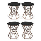 Kit 04 Puff Banqueta Louis Industrial Para Penteadeira Sala H