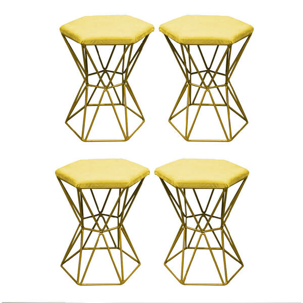 Kit 04 Puff Banqueta Louis Industrial Para Penteadeira Sala H