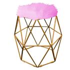 Kit 04 Puff Banqueta Luna Aramado Hexágono Bronze Pelúcia Pink