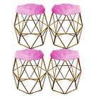 Kit 04 Puff Banqueta Luna Aramado Hexágono Dourado Pelúcia Pi