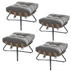 Kit 04 Puff Banqueta Suede Cinza