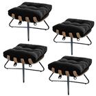 Kit 04 Puff Banqueta Suede Preto