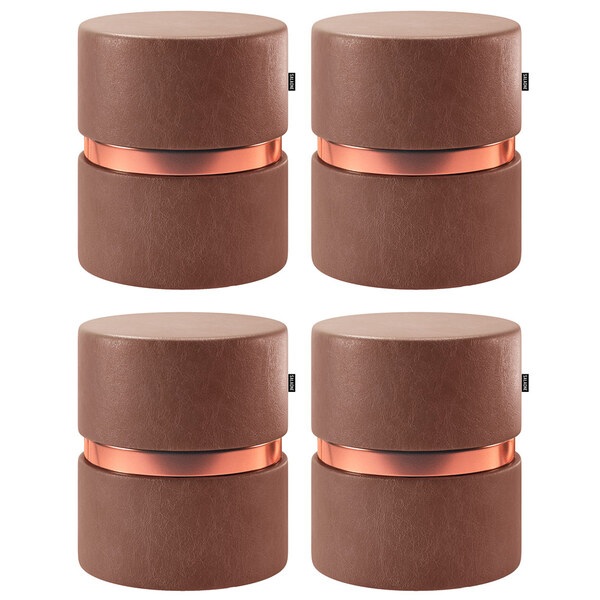 Kit 04 Puffs Bancos Decorativos Redondo Porto 49x43cm Corano