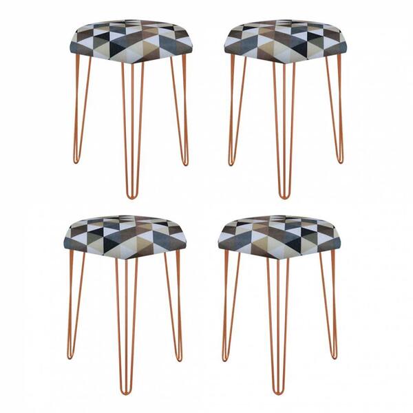 Kit 04 Puffs Banqueta Alta Bita Industrial Pé De