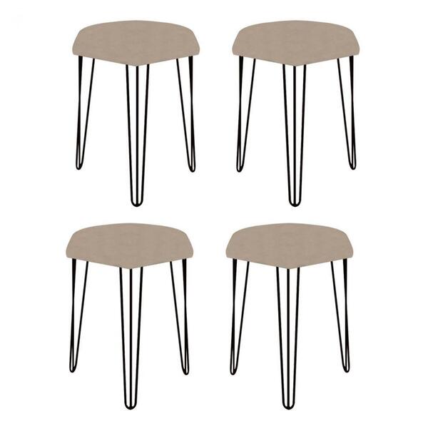 Kit 04 Puffs Banqueta Alta Bita Industrial Pé De Ferro